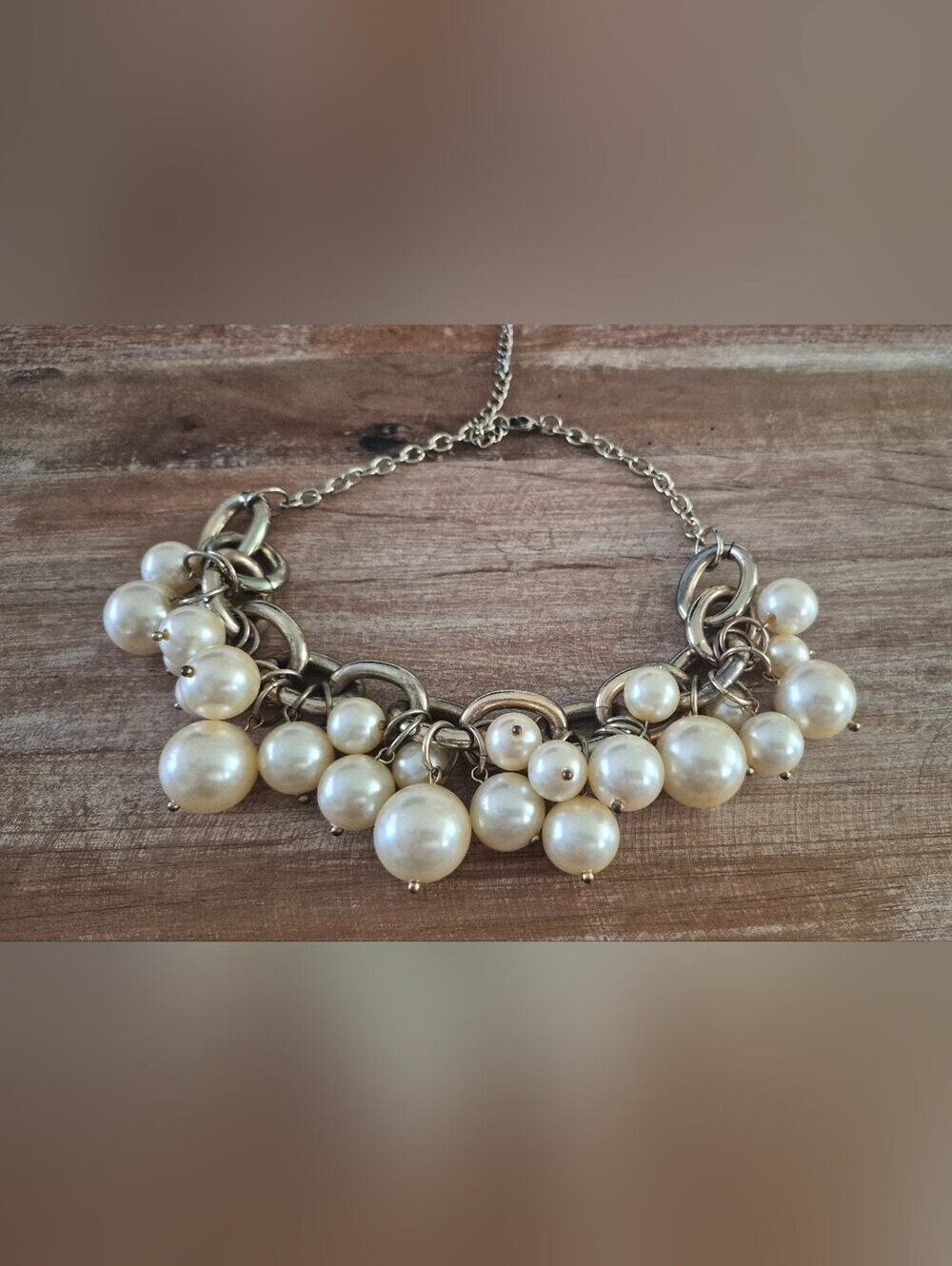 Cookie Lee Ivory Faux Pearl Cluster Statement Necklace